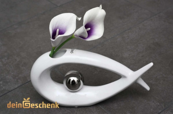 Vase 27x13cm Kugel mit zwei Callas